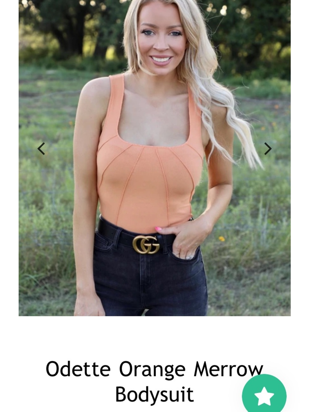 Odette Orange Marrow Sleeveless Bodysuit Latge
